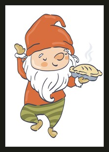 可爱小矮人端着馅饼