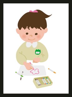 小女孩专注画画瞬间