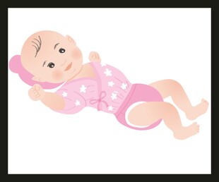 可爱婴儿穿粉衣打电话