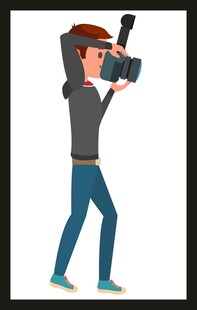 摄影师举相机专注拍摄