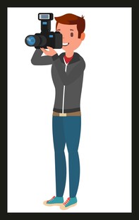 摄像男子手持专业摄像机