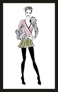 时尚女性穿搭手绘设计图
