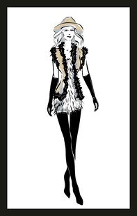 时尚黑白风女性服饰插画