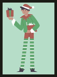 圣诞精灵手持礼物