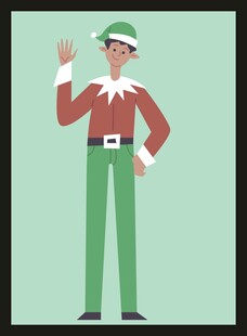 圣诞精灵挥手示意