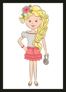 金发花饰女孩时尚装扮