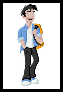 背着书包的活力少年