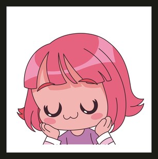 闭眼托腮的可爱粉发女孩