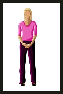 站立的粉色上衣女性