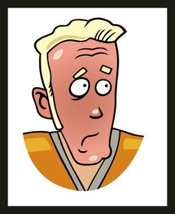 卡通男子疑惑表情特写