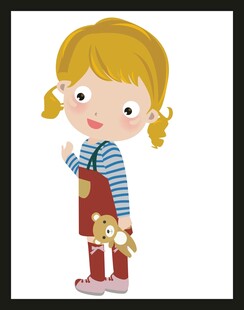 抱玩偶的可爱小女孩