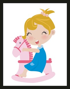 小女孩快乐骑木马