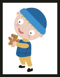 戴蓝帽拿饼干的快乐小孩