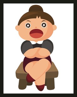 愤怒坐着的卡通女性形象