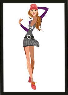 时尚俏皮女孩插画形象
