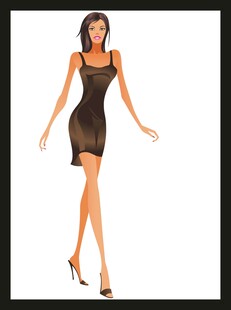 时尚女性黑色连衣裙造型