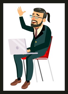 商务男士办公中举手示意