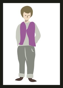 穿着紫色背心的男士形象