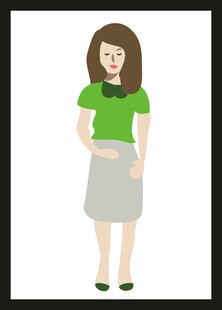 穿绿上衣的站立女性