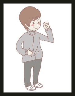 男孩握拳做加油动作