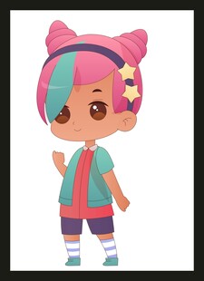 彩色双马尾可爱卡通女孩