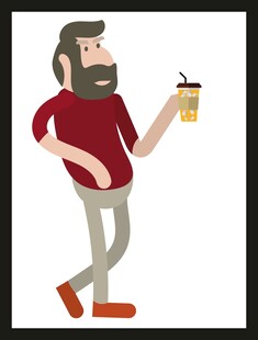 手持饮品的时尚男子