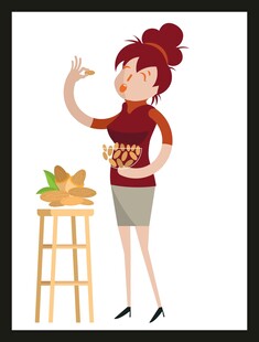 烹饪女孩展示美味成果