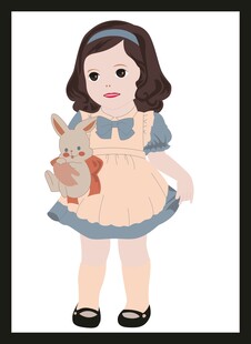 抱着兔子的可爱小女孩