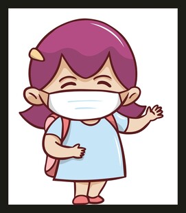 戴口罩的可爱小女孩