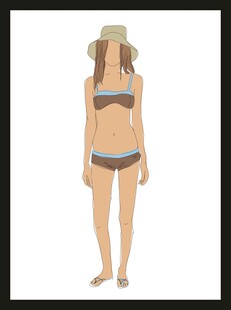 戴帽比基尼女性背影