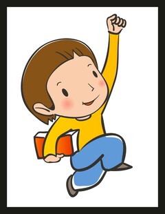 奔跑上学的快乐小男孩