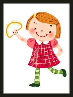 手持圆环的可爱小女孩