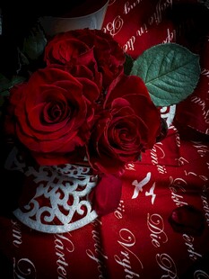 红玫瑰与爱心浪漫组合