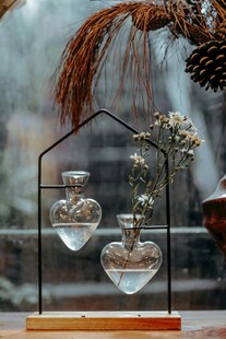 玻璃心形瓶装饰摆件