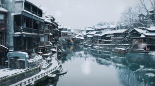 江南水乡雪景