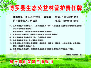 生态公益林管护责任牌