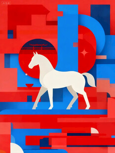 抽象背景中的白马