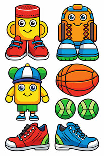 卡通运动装备集合