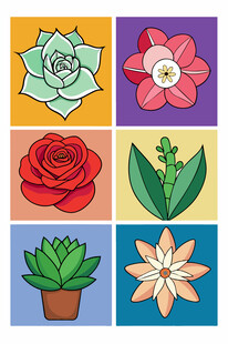 多彩花卉与多肉植物集合