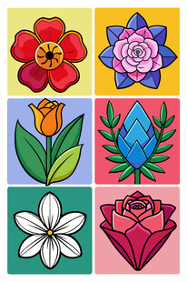 多彩手绘花卉图案集合