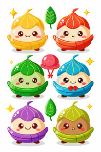 可爱多彩卡通蔬菜小精灵