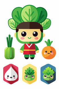 蔬菜卡通角色与伙伴