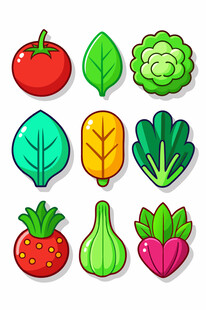 多彩新鲜蔬菜与水果图标