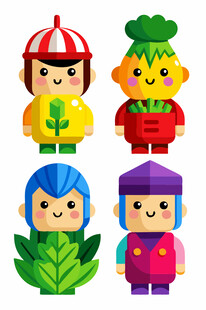 蔬菜主题卡通积木人偶