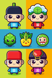 卡通人物与蔬果形象集合
