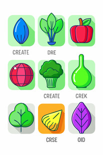 多彩蔬菜与水果图标集