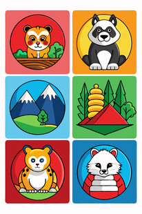 可爱动物主题彩色图标集