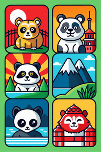 可爱动物与风景插画集合