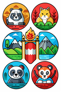 动物主题徽章图案设计