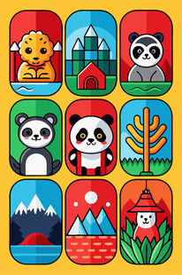 可爱动物与风景图案集合
